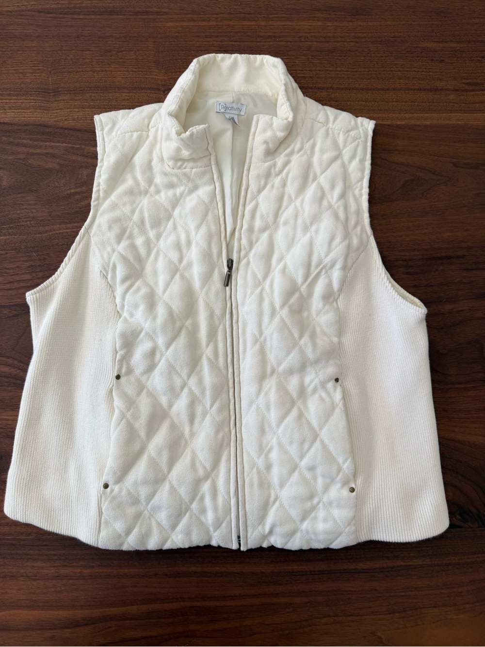 Relativity Quilted Cream Sleeveless Vest
